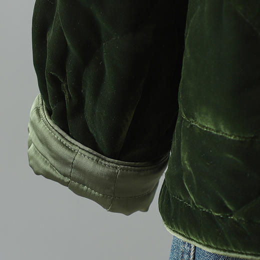 雀说 金丝绒秋冬复古休闲棉服棉衣外套女圆领短款保暖棉袄4ZF-1106 商品图3