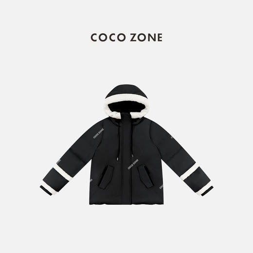 COCO ZONE 秋冬90鸭绒拼接连帽拉链羽绒服CC2D2884 商品图0