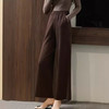 丁摩 绵羊毛女宽松高腰阔腿裤休闲直筒裤 商品缩略图0