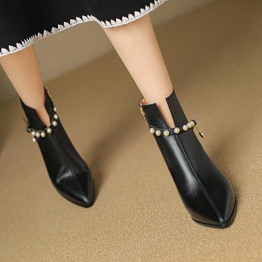 【预售5天】时尚百搭尖头，酒杯跟高跟女靴串珠小皮靴XME&898-152 商品图1
