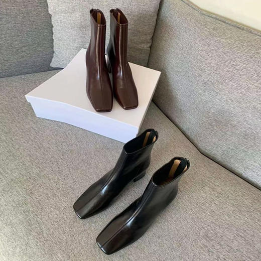【顺丰包邮】45943 洛诗琳秋冬新款头层牛皮法式粗跟真皮短靴00460 商品图4