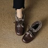 【预售5天】羊毛羊皮方头系带保暖豆豆鞋女深口低跟平底勃肯鞋加厚加绒乐福鞋SSS&S9063M 商品缩略图1