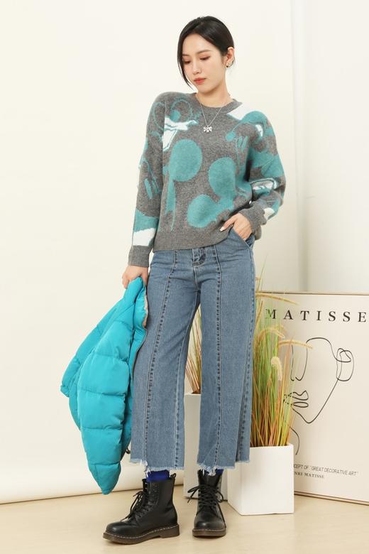 WHO KNOWS 灰蓝色动画图案针织上衣 14952 商品图3