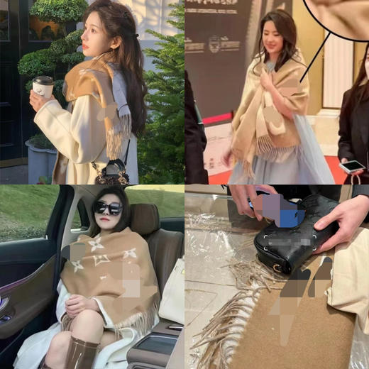 113-7  渠道圆正 刘亦菲同款 马户奶茶色双面 焦糖色双面 纯羊绒长款围巾 商品图1