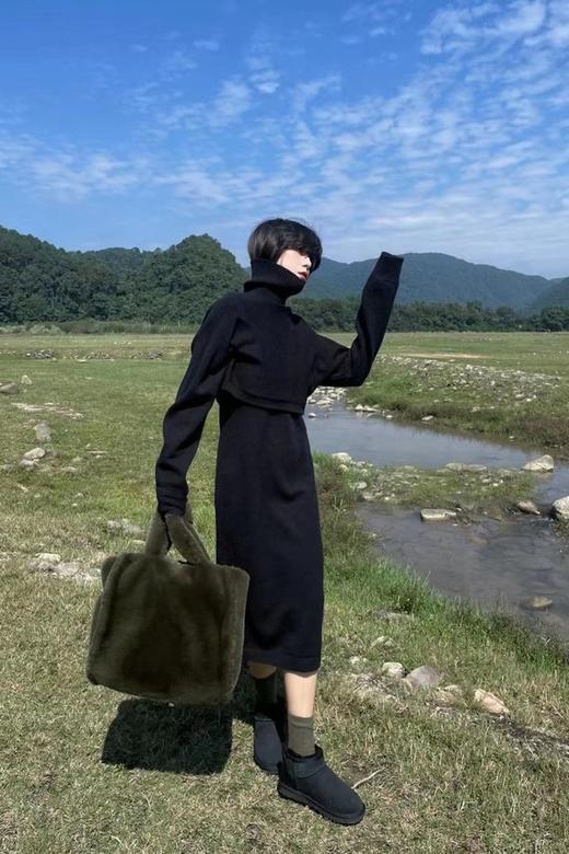 ANSUABEL 慵懒个性高领毛衣背心连衣裙套装 14973 商品图2