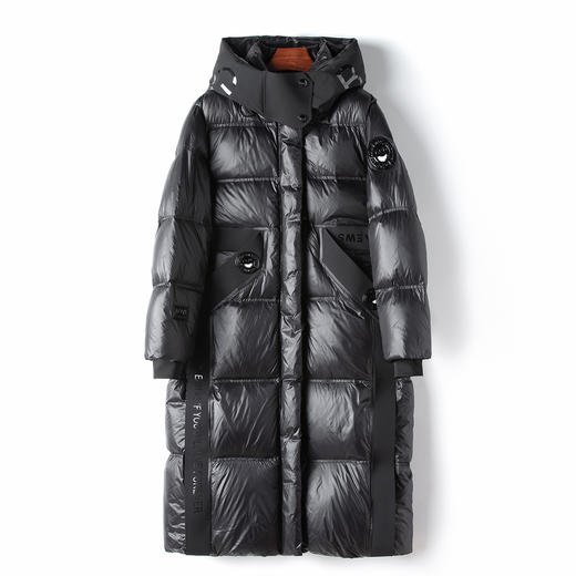 丁摩 90白鹅绒长款连帽外套女爆款黑金羽绒服大衣4ZF-20810 商品图2