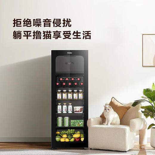 海尔（Haier）136升冰吧酒柜 双温分区存储 茶叶饮料水果蔬菜美妆保鲜柜 家用客厅办公室冷藏柜 LC-136LHESD1 136升 钢琴黑 冻藏双温 商品图5