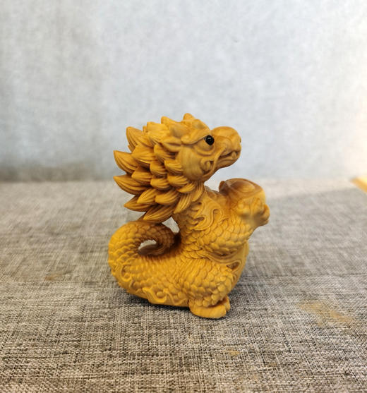 招财龙°黄杨木雕摆件 商品图0