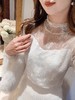 张心子【月光天鹅颈】浪漫透视刺绣网纱拼接打底衫女秋冬新款女装 U2411040 商品缩略图2