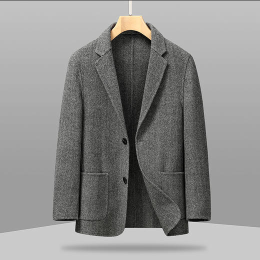 【绵羊毛】【新款DXS】大依优型大码羊毛呢西服外套商务夹克男宽松加肥加大码上衣胖子正装休闲 商品图2