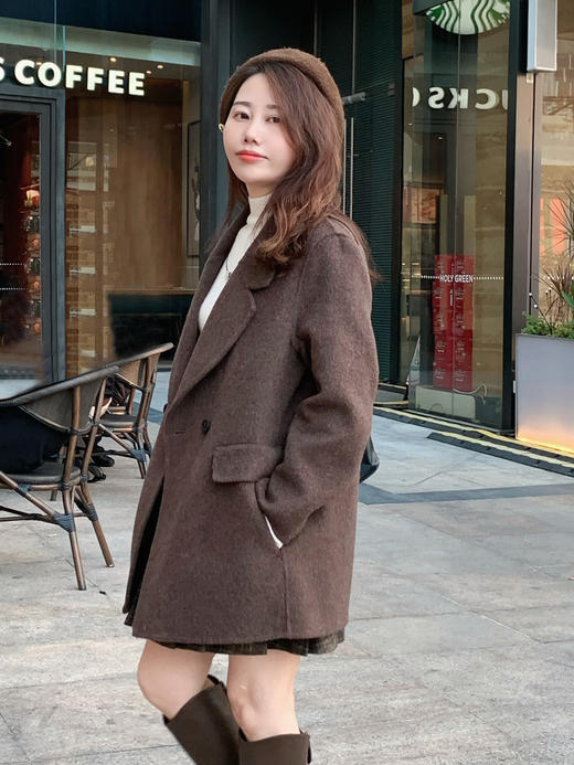 【百图lulu定制】【美拉德羊绒大衣】西装领 气质 中长款  羊绒双面呢大衣 商品图1