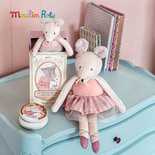 Moulin Roty 小小鼠粉色条纹裙 法式玩偶 适合0岁+ 精美装扮 手工缝制 小小舞蹈学院系列 法国品牌-667032 商品图4