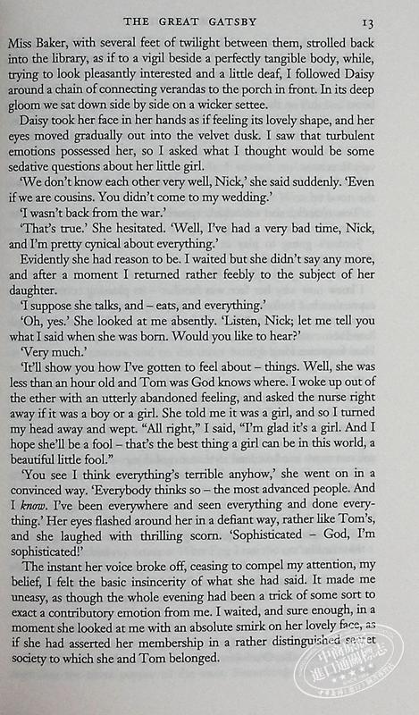 预售 【中商原版】了不起的盖茨比 英文原版 The Great Gatsby 菲茨杰拉德 经典美国文学 可另搭flipped追风筝的人 商品图5