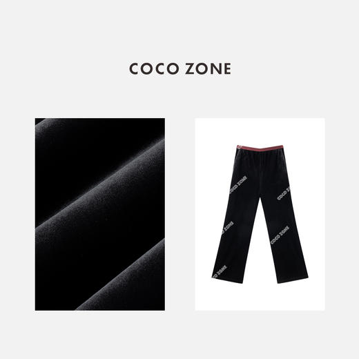 COCO ZONE 撞色松紧腰百搭休闲裤简约时尚直筒裤CC2C1652 商品图2