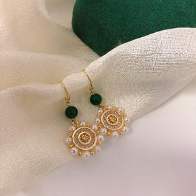 7DAYS幸运年轮玉髓珍珠耳环