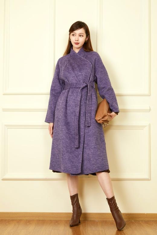 ELLA JADE 高端时髦款紫色长款羊毛大衣 19362 商品图1