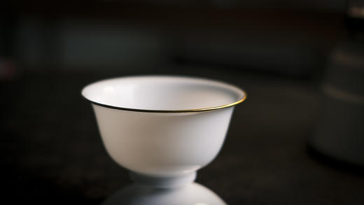 【山纯】超薄胎玉泥两才盖碗（包金边）   商品图6