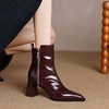 【预售5天】尖头高跟靴女秋冬季保暖英伦风职业马丁靴洋气粗跟短靴SLLK&sl-7856 商品缩略图2