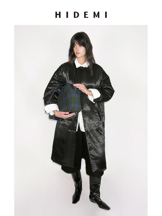 HIDEMI【麦子同款】限定款进口色织格纹羊毛经典波士顿系列大号背包 商品图2