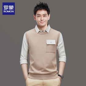 【精选】罗蒙加厚保暖百搭假两件打底衫  圆领长袖T恤拼接款打底衫内搭抗寒恒温