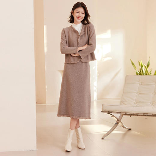 馥迦新中式毛边羊毛开衫 商品图1