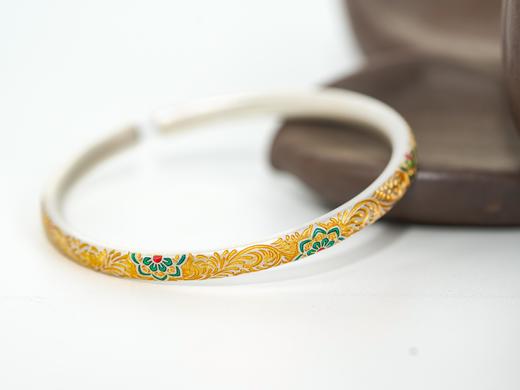 【热销款】彩色花纹开口银手镯克重25.55 商品图0