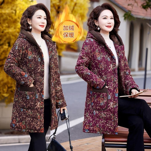 MC 618妈妈冬装加绒加厚保暖棉袄 商品图2