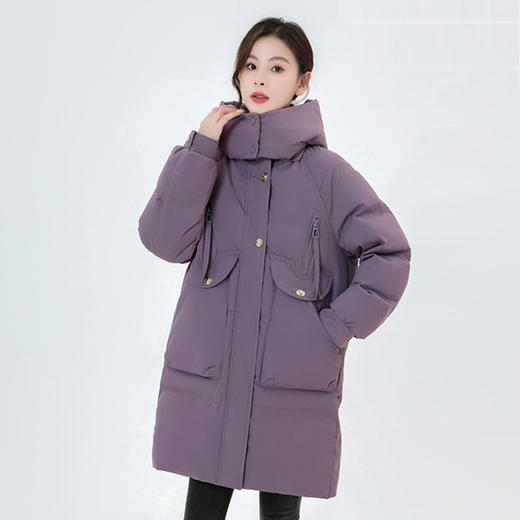 丁摩 两拉链款中长款白鸭绒加厚宽松高端保暖羽绒服秋冬女4ZF- 9360 商品图6