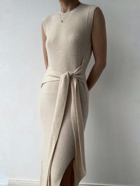 CG｜Sleeveless Cashmere Dress [无袖系带羊绒连衣裙]