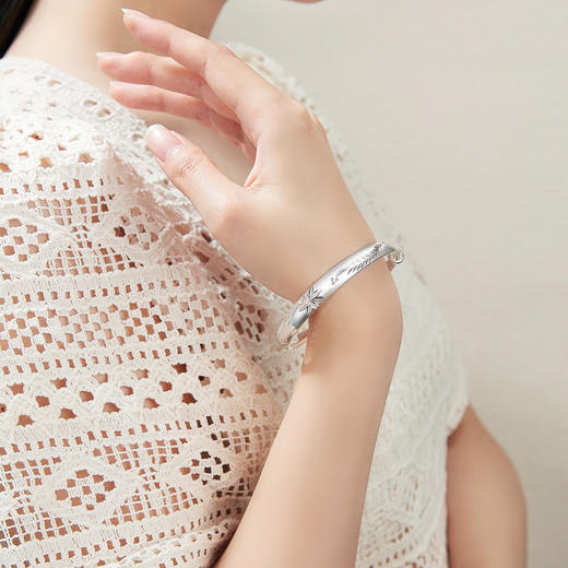 Winy9999足银如花似锦手镯新中式民族风年轻款纯银镯子送妈妈生日礼物 商品图5