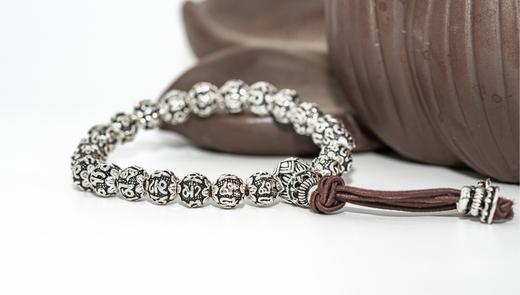 限时折扣（4.5折）丨六字真言珠串银手链（小）丨S925克重42 商品图0