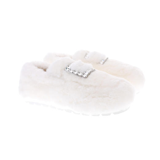 sheme新生系列丰厚羊毛E型水晶扣件点缀温暖舒适女士乐福鞋可定制 商品图5