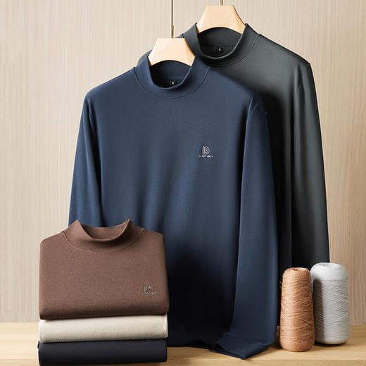 【新款DPF】大依优型大码半高领长袖T恤打底衫休闲加肥加大上衣男士胖子大码t恤打底 商品图10
