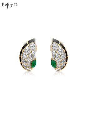 【挚友限定】18k金两戴款钻石祖母绿耳夹  蝶伴