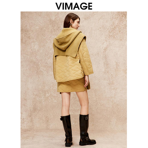 VIMAGE纬漫纪冬季新款气质高级围脖慵懒显瘦棉服V2210805 商品图4