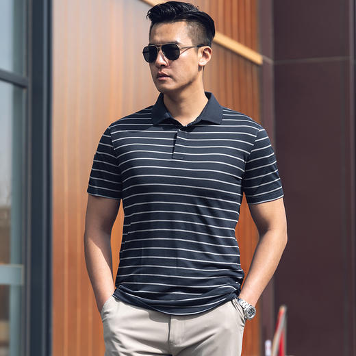 加强版隐侠轻量速干POLO衫加强版男翻领夏季薄款速干条纹休闲清凉 商品图2