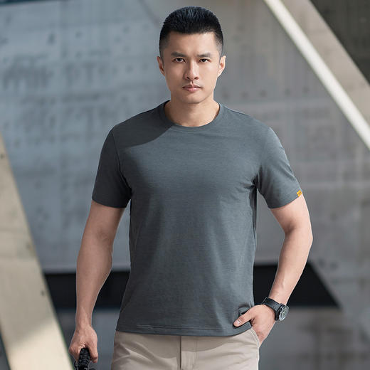 秘之匿形速干提花圆领短袖T恤夏季休闲弹力速干短袖户外男 商品图2