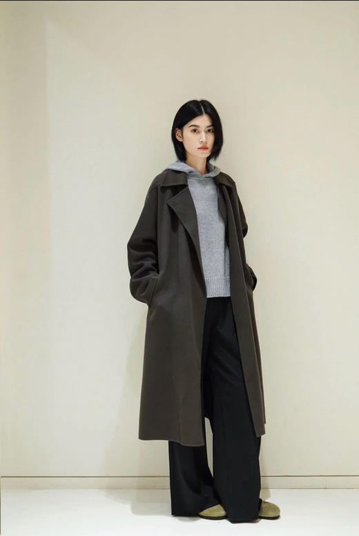 917-1 亏清 纯圆正 小禾重磅 康宝莱 灰色夹花羊绒 连帽针织衫 卫衣款针织 商品图12