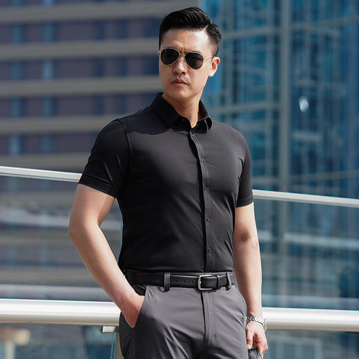 暗之冰杉MERYL凉感商务短袖衬衫春夏清凉防晒时尚休闲衬衣 商品图2