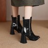 【预售5天】尖头高跟靴女秋冬季保暖英伦风职业马丁靴洋气粗跟短靴SLLK&sl-7856 商品缩略图4