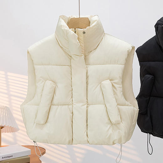 棉马甲女秋冬新款立领加厚宽松短款小香风无袖棉服背心外套 商品图3