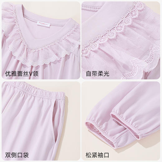 【商场同款】熳洁儿 纯棉女士家居服复古公主风连衣裙圆领套头长袖24703222/24703221 商品图5