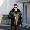 【新款DTX】大依优型大码大毛领皮衣棉服加绒皮夹克PU外套加肥加大肥佬休闲上衣男士胖子秋冬 商品缩略图1