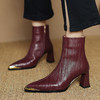 【预售5天】柔软羊皮时装靴秋冬季新款鞋子尖头粗跟高跟短靴女LD&6966 商品缩略图0