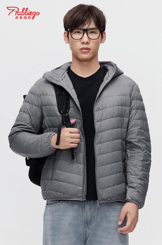 赤兔嗨购轻薄羽绒服男2024年冬季新款立领连帽修身运动短款鸭绒保暖外套 商品图4