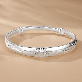 Winy9999足银如花似锦手镯新中式民族风年轻款纯银镯子送妈妈生日礼物