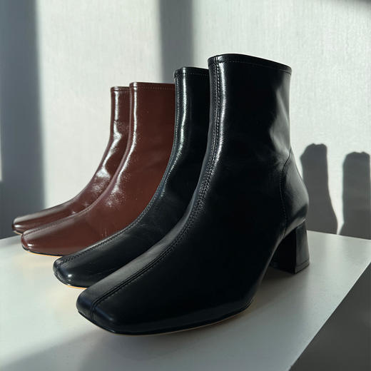 【顺丰包邮】45943 洛诗琳秋冬新款头层牛皮法式粗跟真皮短靴00460 商品图3