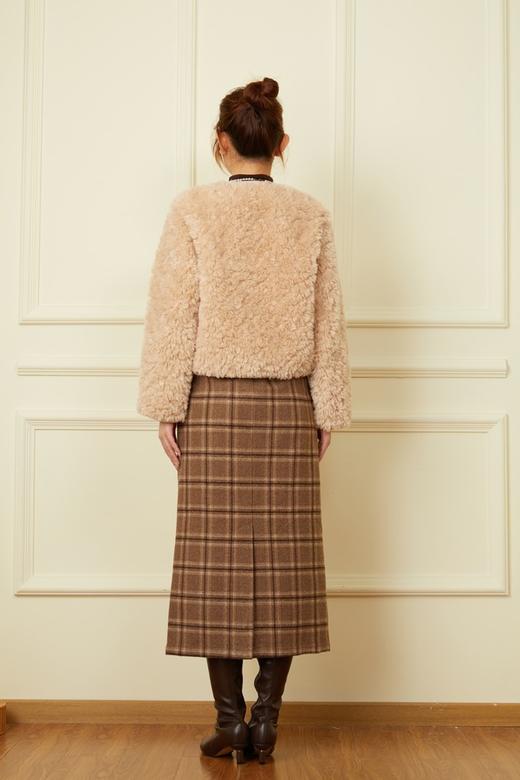 ANSUABEL 时髦感卡其色羊羔毛短款毛绒外套 19316 商品图4