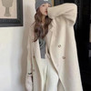 奢姿大码女装2024冬季翻驳领中长款外套胖妹妹双排扣羊毛呢大衣6544386908 商品缩略图1