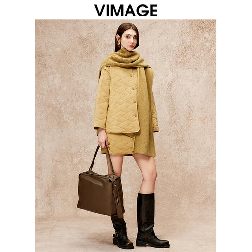 VIMAGE纬漫纪冬季新款气质高级围脖慵懒显瘦棉服V2210805 商品图3
